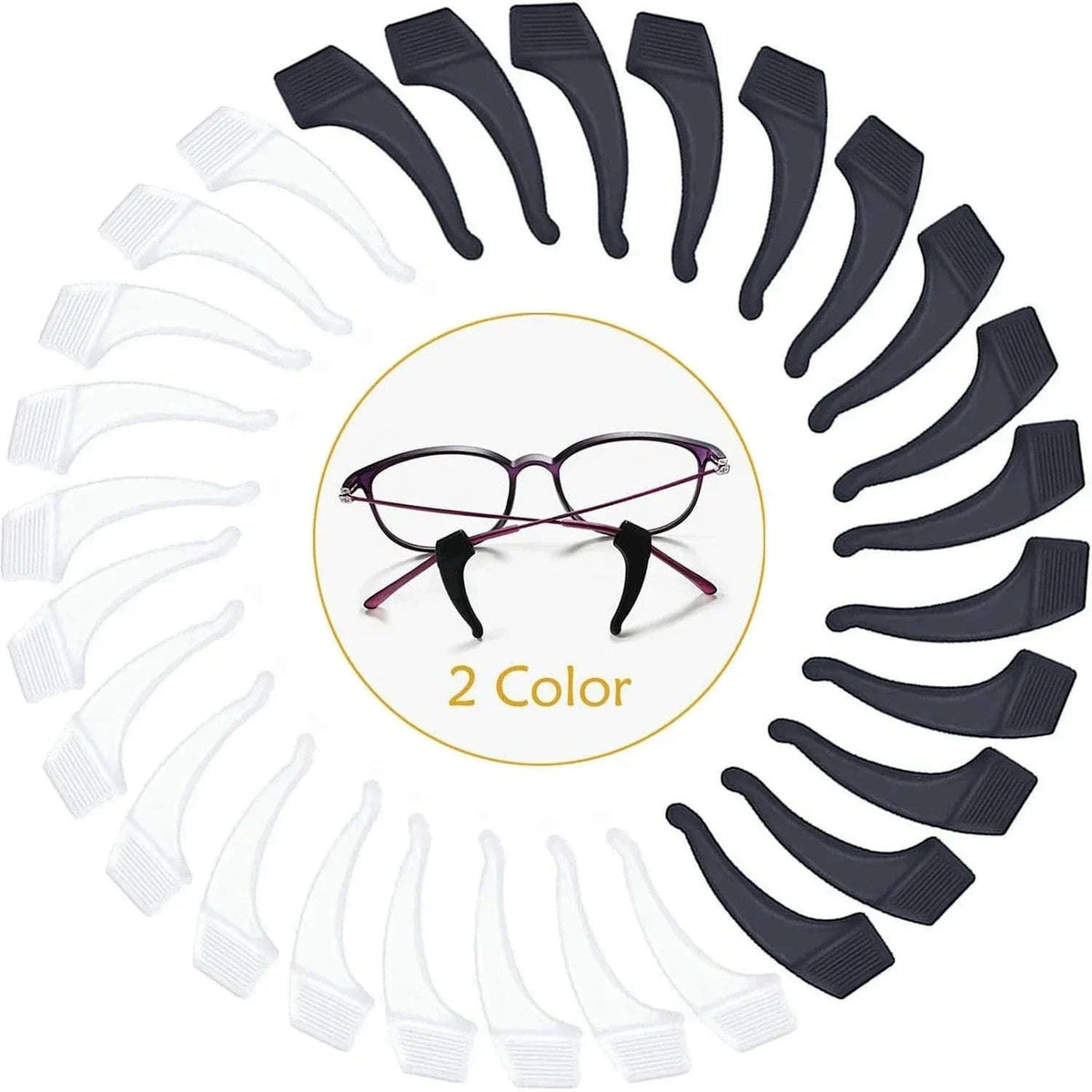 Silicone Ear Hooks Anti-Slip Eyeglass Holders for Secure Fit-Back 1pairs