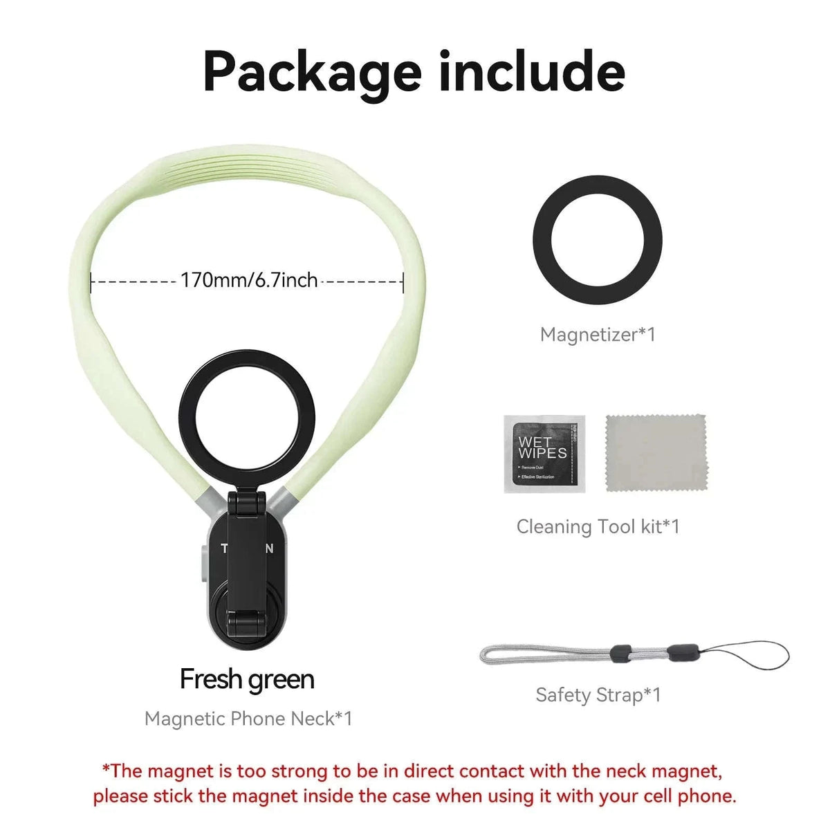 Silicone Magnetic Neck Mount for Hands-Free Smartphone Filming-Grey remote set