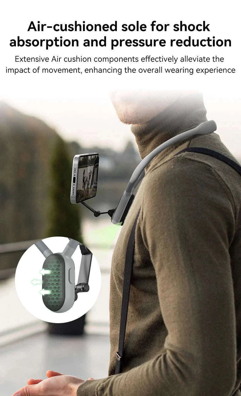 Silicone Magnetic Neck Mount for Hands-Free Smartphone Filming-Grey remote set