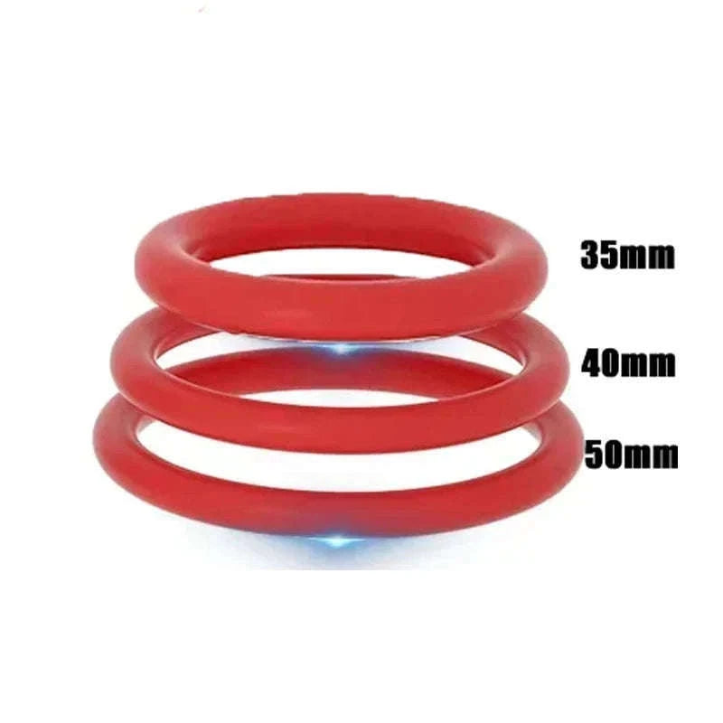 Silicone Penis Ring Set for Comfort, Fit, and Better Control-Red 35mm 40mm 50mm