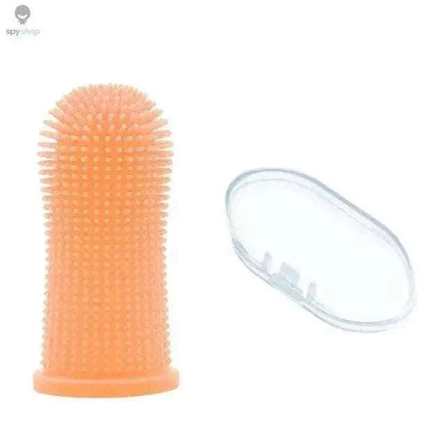 Silicone Pet Toothbrush Finger Brush for Dogs and Cats-1pc-orange