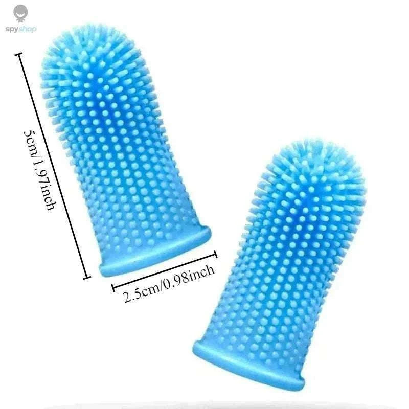 Silicone Pet Toothbrush Finger Brush for Dogs and Cats-1pc-orange