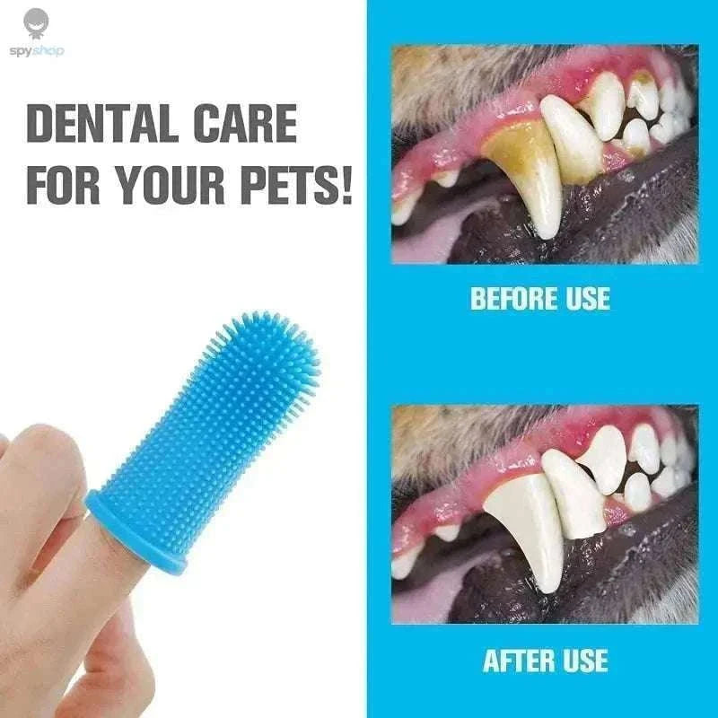 Silicone Pet Toothbrush Finger Brush for Dogs and Cats-1pc-orange