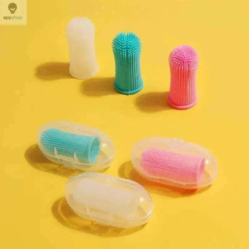 Silicone Pet Toothbrush Finger Brush for Dogs and Cats-1pc-orange