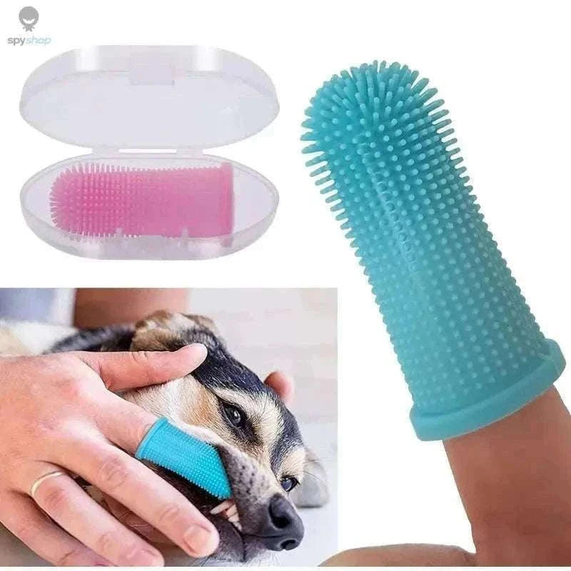 Silicone Pet Toothbrush Finger Brush for Dogs and Cats-1pc-orange
