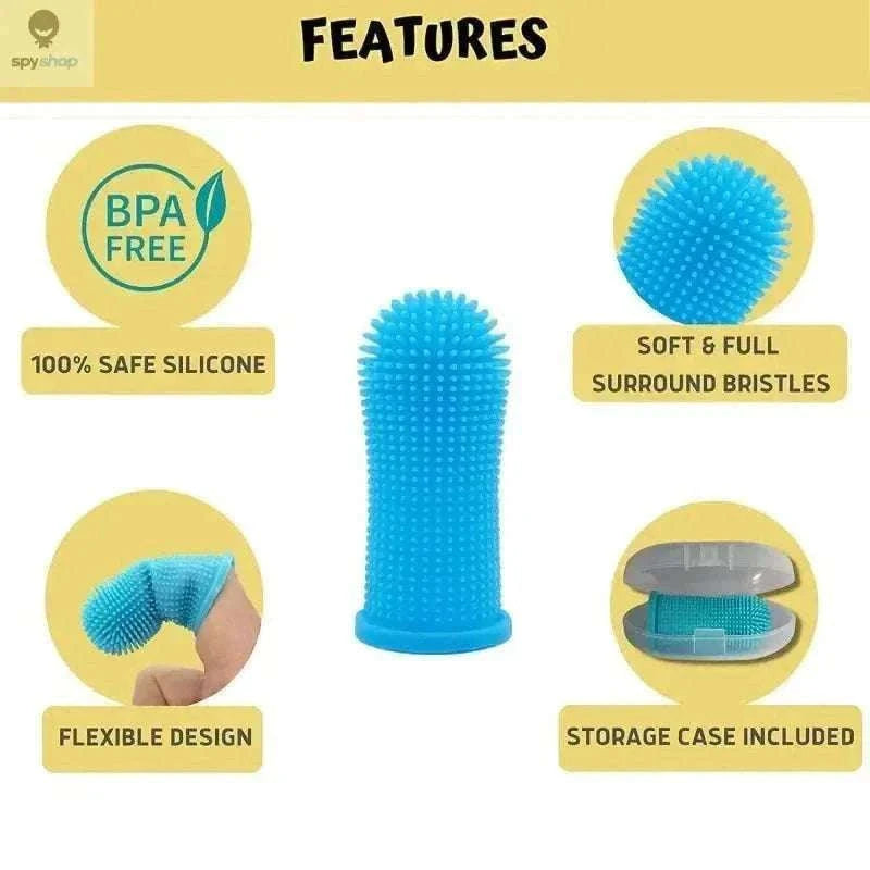 Silicone Pet Toothbrush Finger Brush for Dogs and Cats-1pc-orange