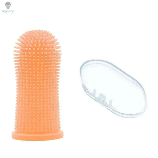 Silicone Pet Toothbrush – Gentle Finger Brush for Dogs and Cats-1pc-orange
