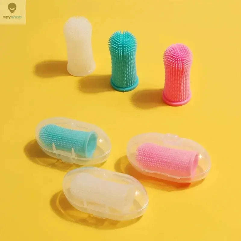 Silicone Pet Toothbrush – Gentle Finger Brush for Dogs and Cats-1pc-orange