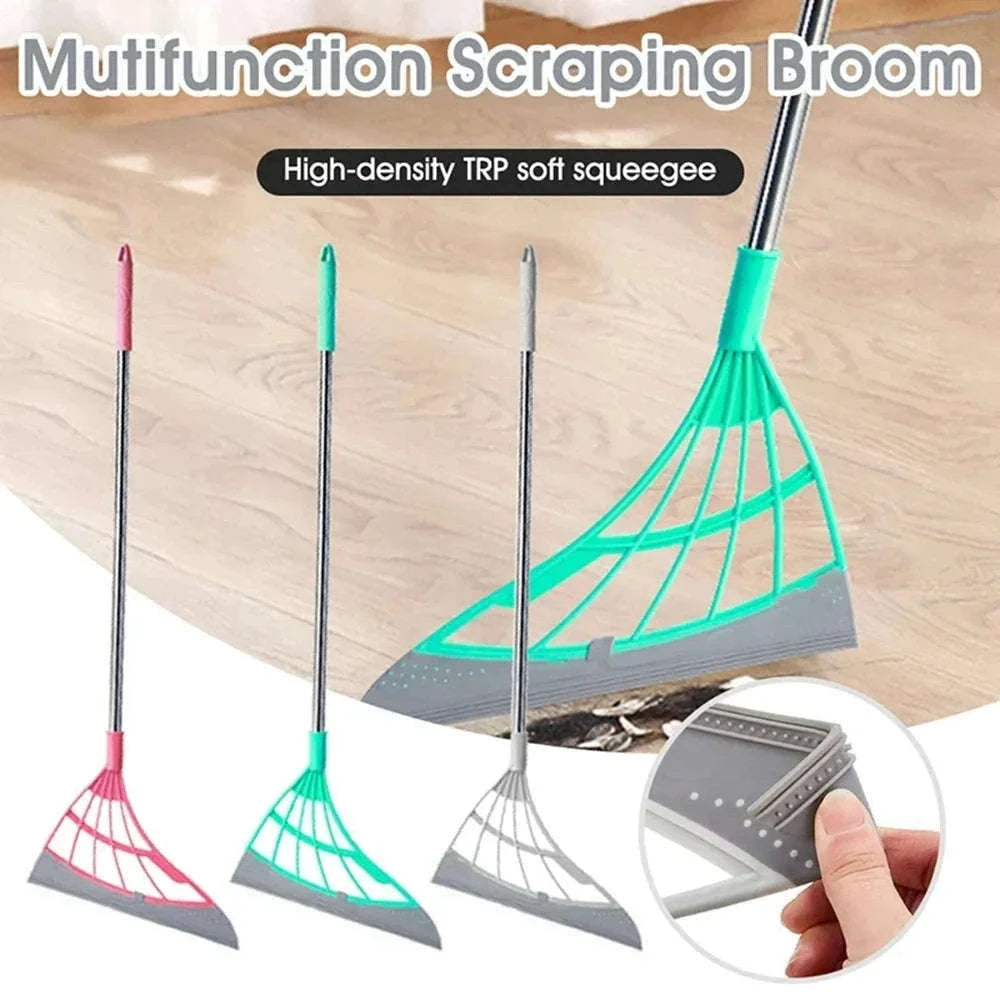 Silicone Scraper Broom for Floors, Glass, Windows, and Corners-Pink