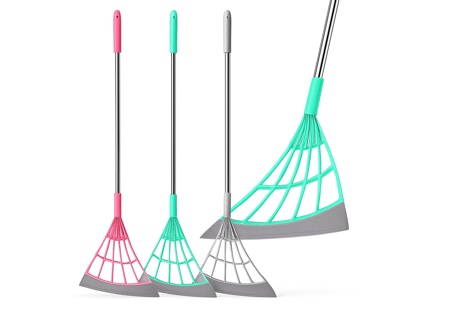 Silicone Scraper Broom for Floors, Glass, Windows, and Corners-Pink