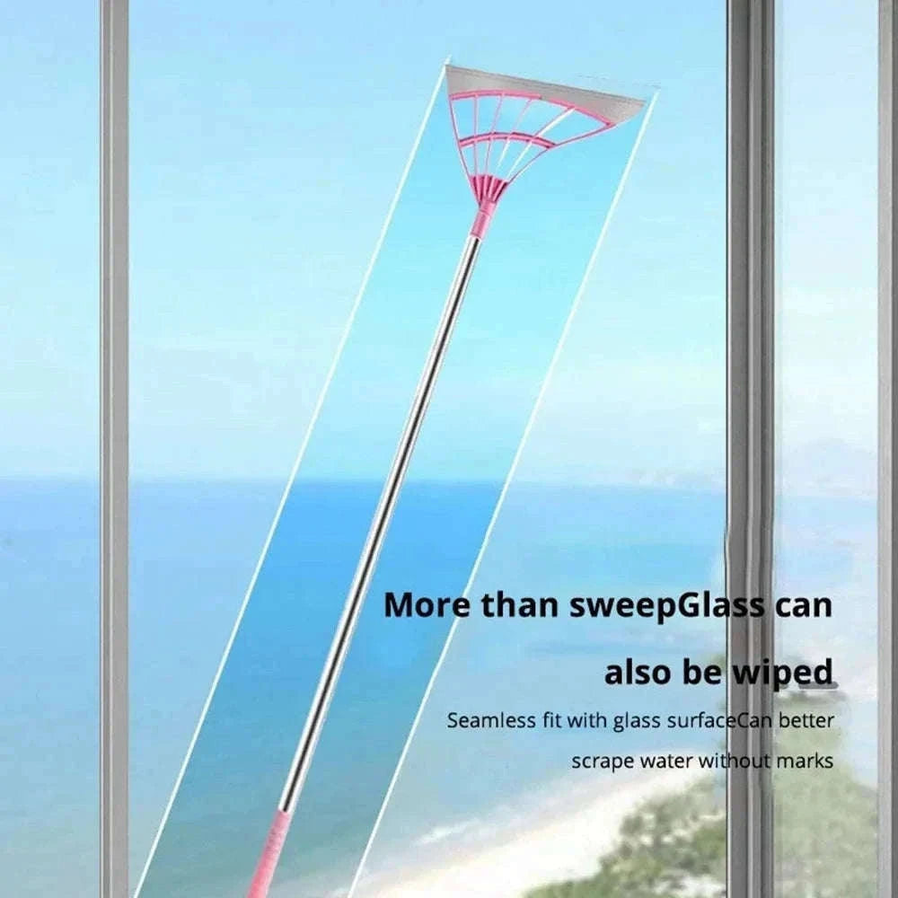 Silicone Scraper Broom for Floors, Glass, Windows, and Corners-Pink