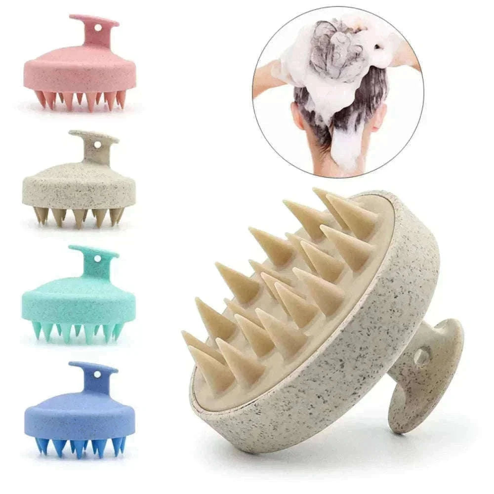 Silicone Shampoo Brush Scalp Massager for Gentle Daily Washes-Blue