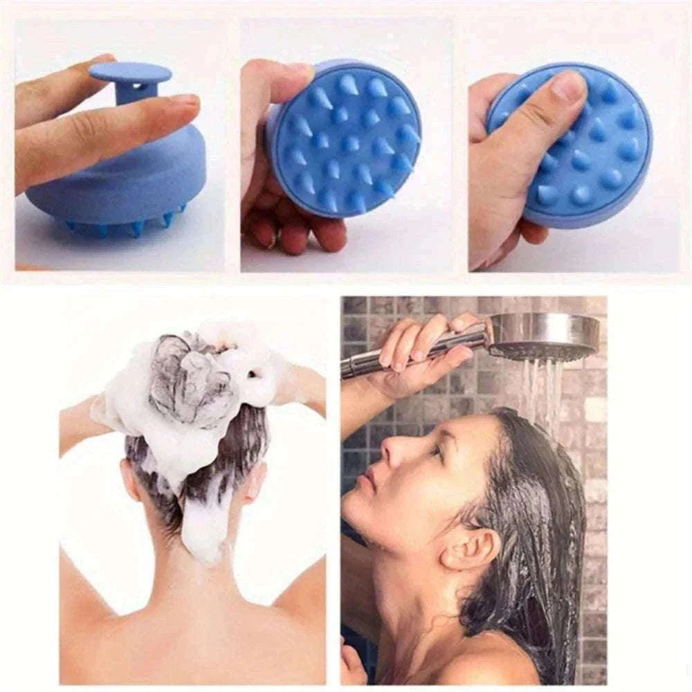 Silicone Shampoo Brush Scalp Massager for Gentle Daily Washes-Blue