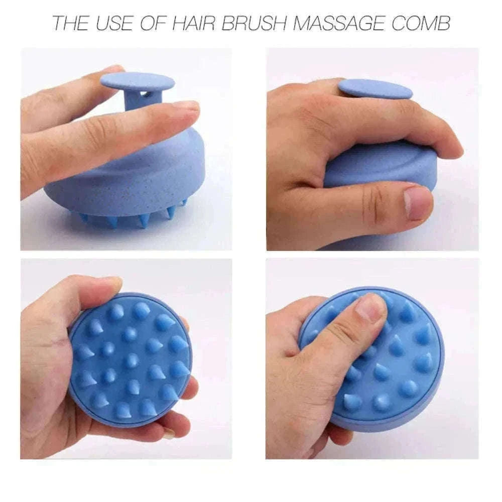 Silicone Shampoo Brush Scalp Massager for Gentle Daily Washes-Blue