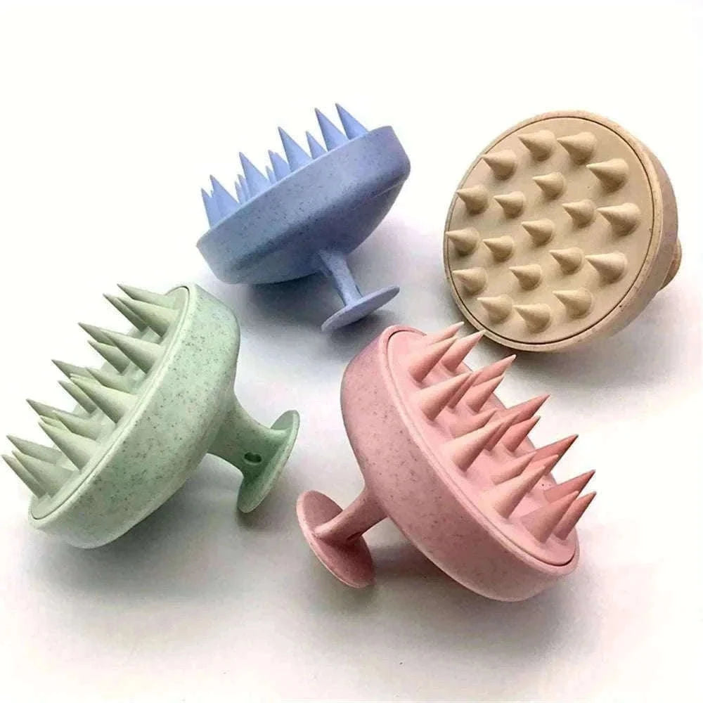 Silicone Shampoo Brush Scalp Massager for Gentle Daily Washes-Blue