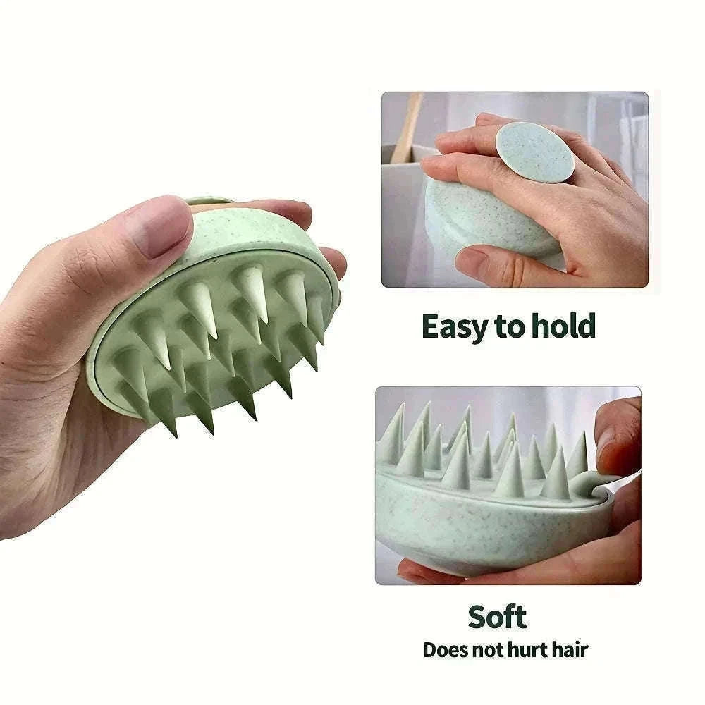 Silicone Shampoo Brush Scalp Massager for Gentle Daily Washes-Blue