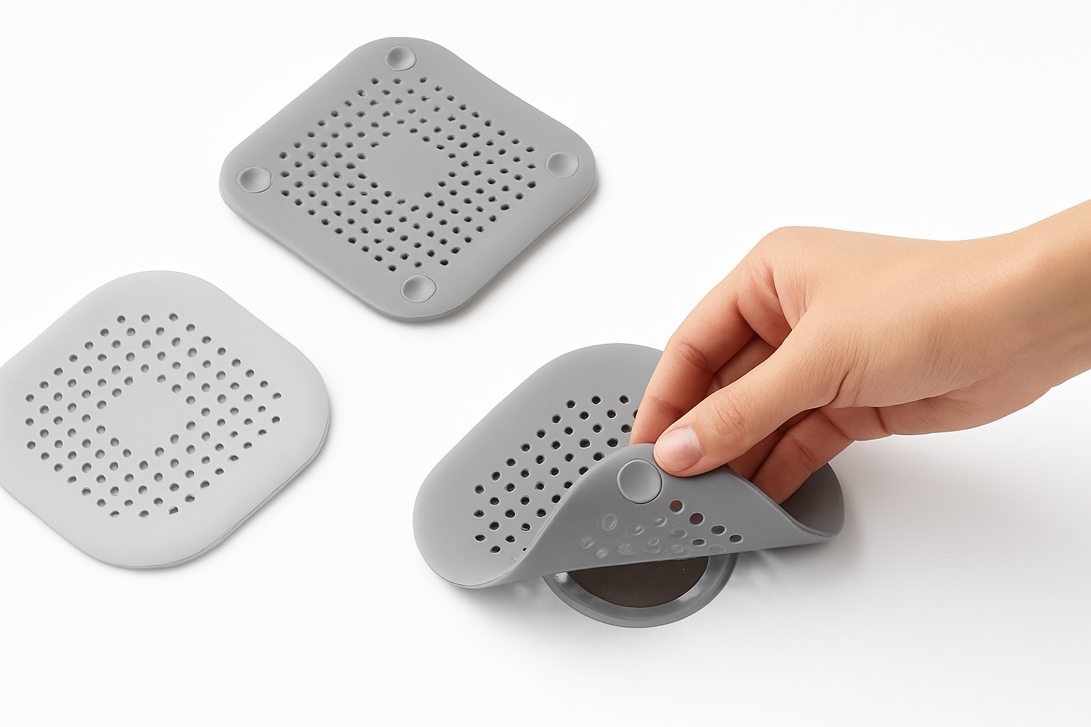 Tampão de Drenagem em Silicone com Apanhador de Cabelos para Pias e Chuveiros