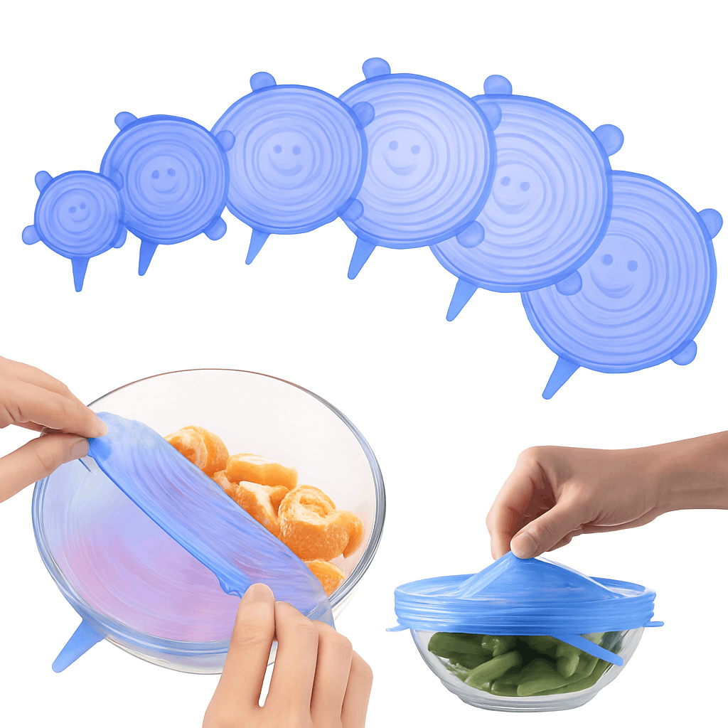 Silicone Stretch Lids 6-Piece Set for Fresh Food Storage-Pink6pc