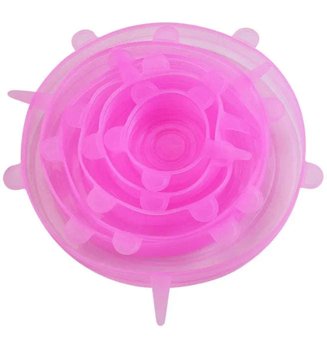 Silicone Stretch Lids 6‑Piece Set-Pink6pc