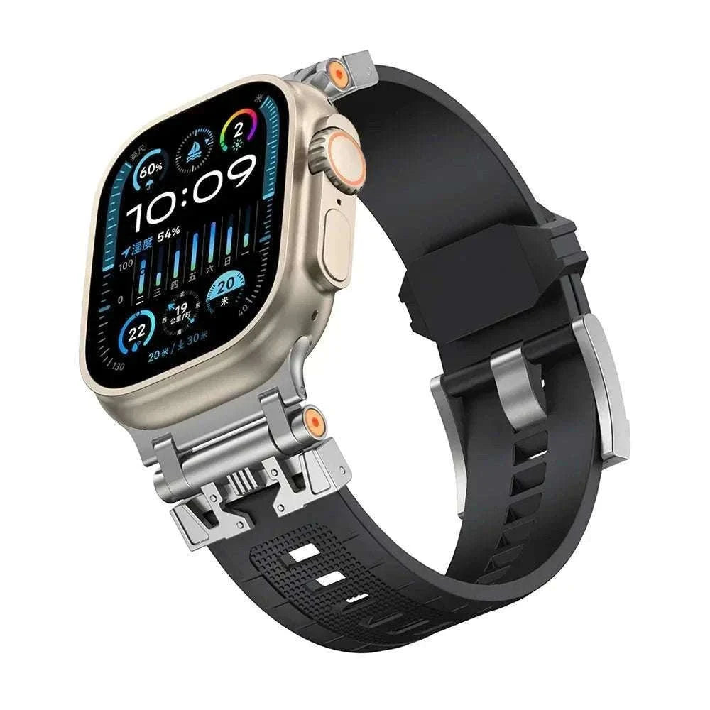 Silicone TPU Band for Apple Watch with Magnetic D-Buckle-silver blue / 44mm / United States
