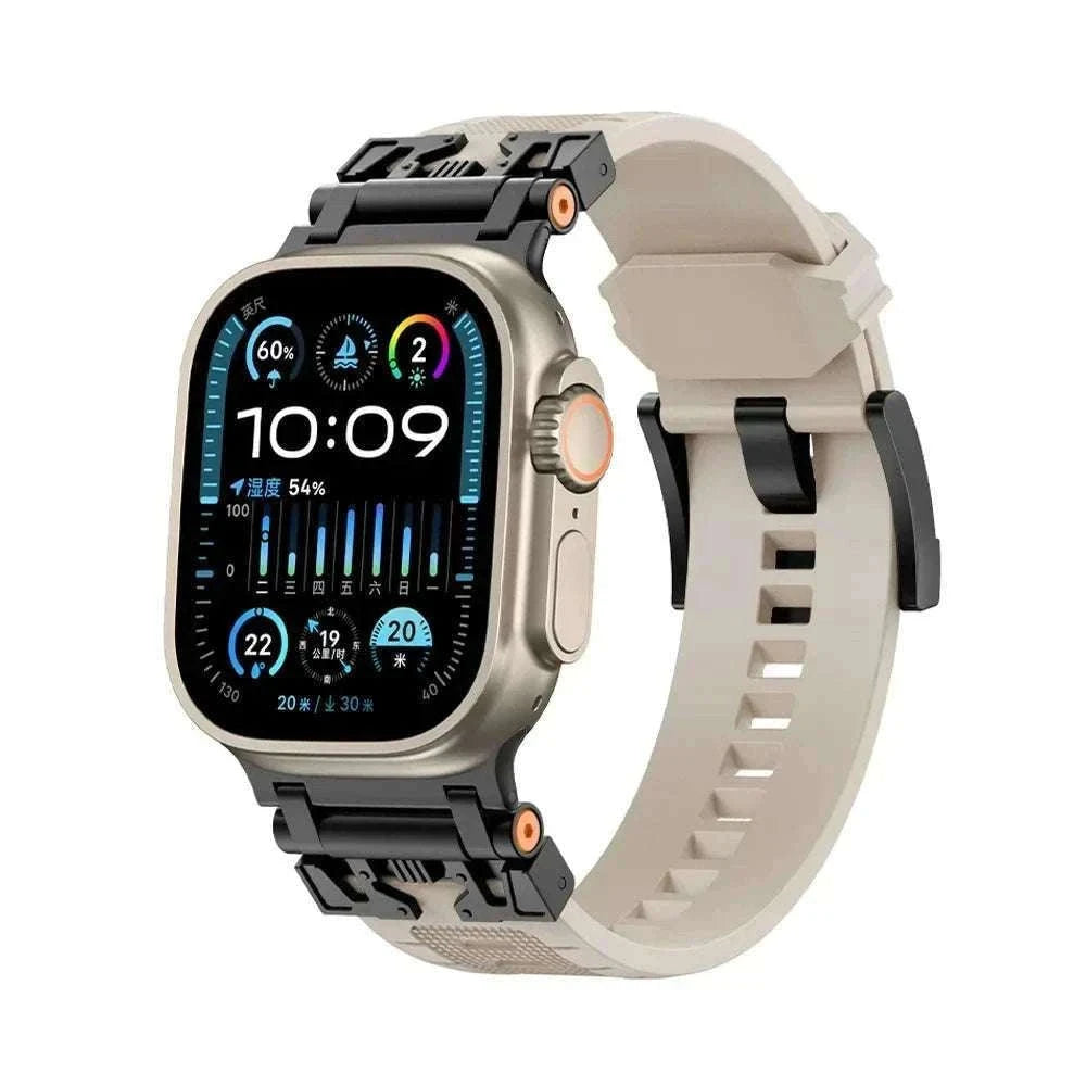 Silicone TPU Band for Apple Watch with Magnetic D-Buckle-silver blue / 44mm / United States
