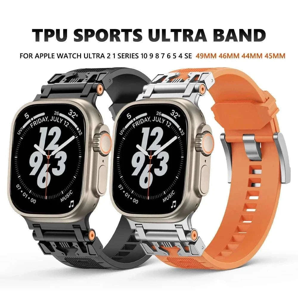 Silicone TPU Band for Apple Watch with Magnetic D-Buckle-silver blue / 44mm / United States