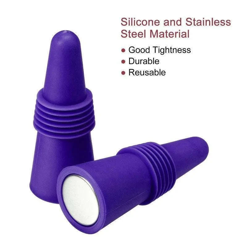 Silicone Wine Bottle Stopper Leak‑Proof Reusable Seal-Purple