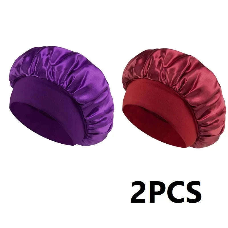 Silk Hair Bonnet for Sleeping with Soft Satin Feel-(2)-Purple
