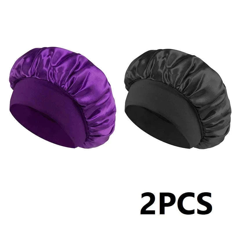Silk Hair Bonnet for Sleeping with Soft Satin Feel-(2)-Purple