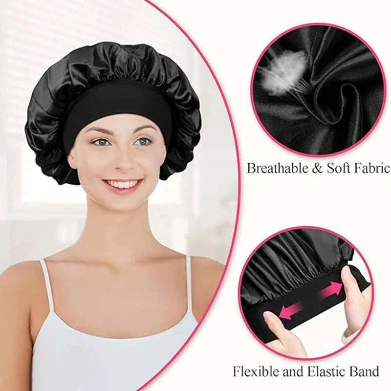 Silk Hair Bonnet for Sleeping with Soft Satin Feel-(2)-Purple