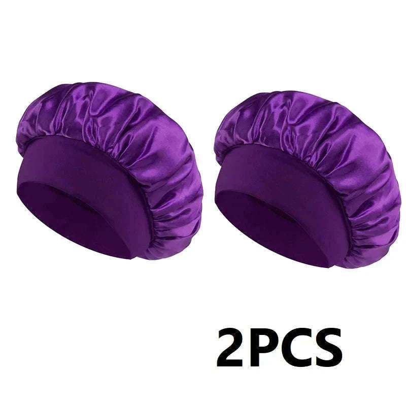 Silk Hair Bonnet for Sleeping with Soft Satin Feel-(2)-Purple