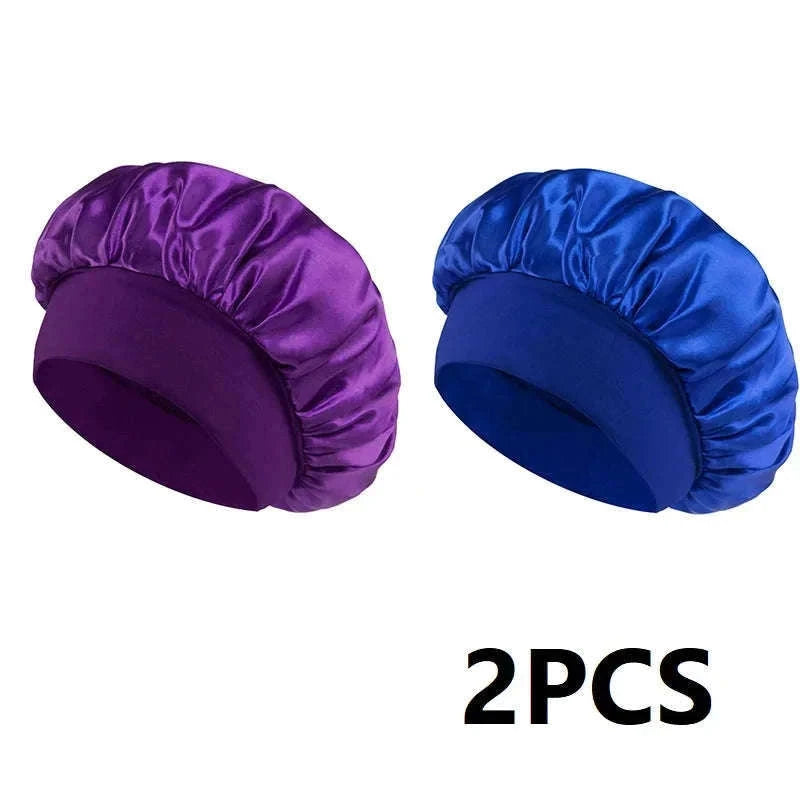 Silk Hair Bonnet for Sleeping with Soft Satin Feel-(2)-Purple