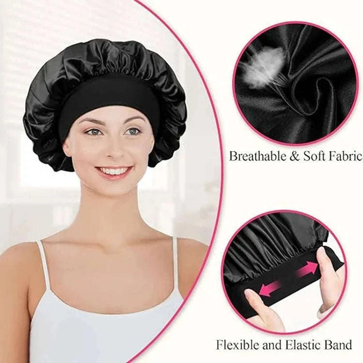 Silk Hair Bonnet for Sleeping with Soft Satin Feel-(2)-Purple