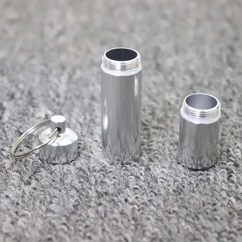 Silver Aluminum Alloy Cigarette Case with Waterproof Capsule Holder-85x17mm