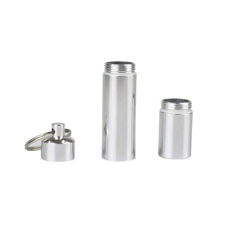 Silver Aluminum Alloy Waterproof Cigarette Case with Capsule Holder-105x25mm