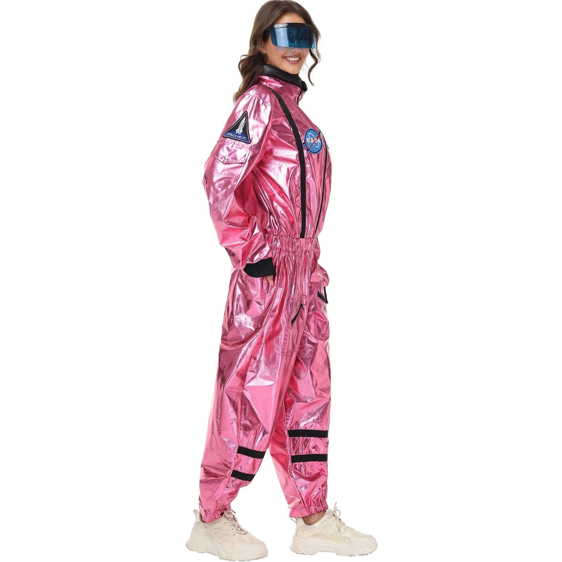 Silver Astronaut Costume Adult Spaceman Jumpsuit-Yellow Women-B / XL