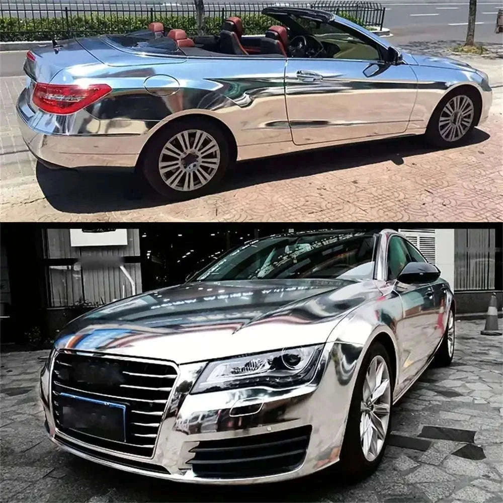 Silver Chrome Vinyl Wrap for Vehicles, Motorcycles and Bicycles-20X152 CM / China Mainland