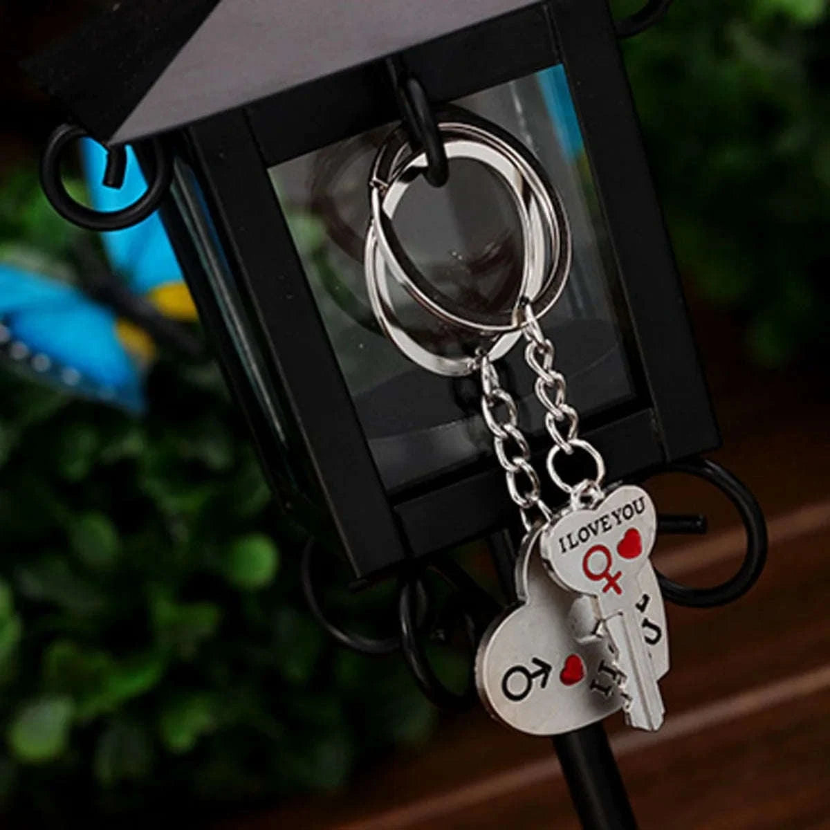 Silver Plated Couple Heart Keychain Gift-silver