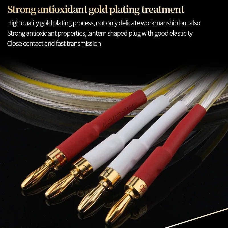 Silver-Plated OFC Speaker Cable with Banana & Y Plugs for Hi-Fi Audio-a pair-Banana to Y / 12m