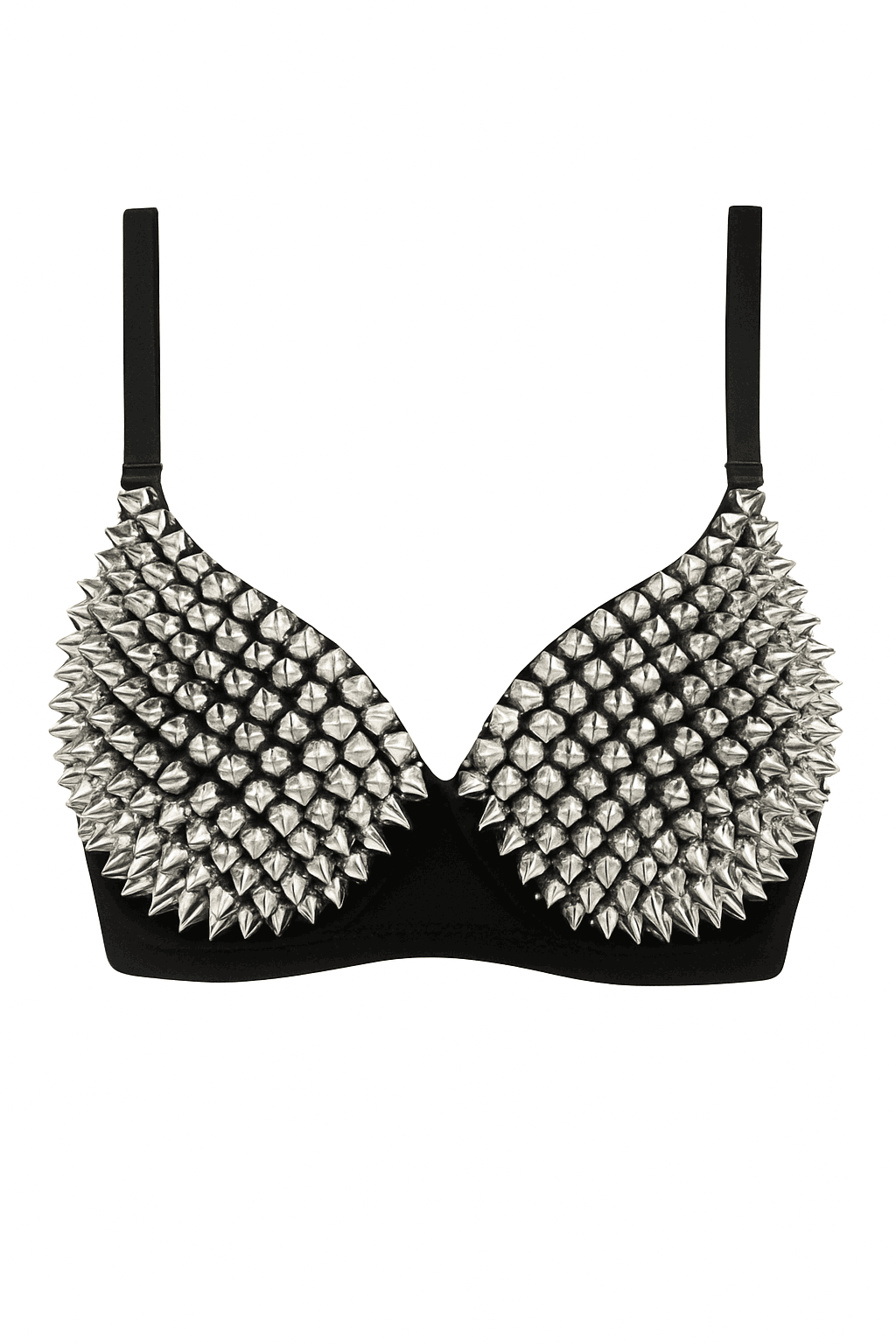 Silver Rivets Punk Bralette Gothic Lingerie Top-Grey / B / CHINA|34