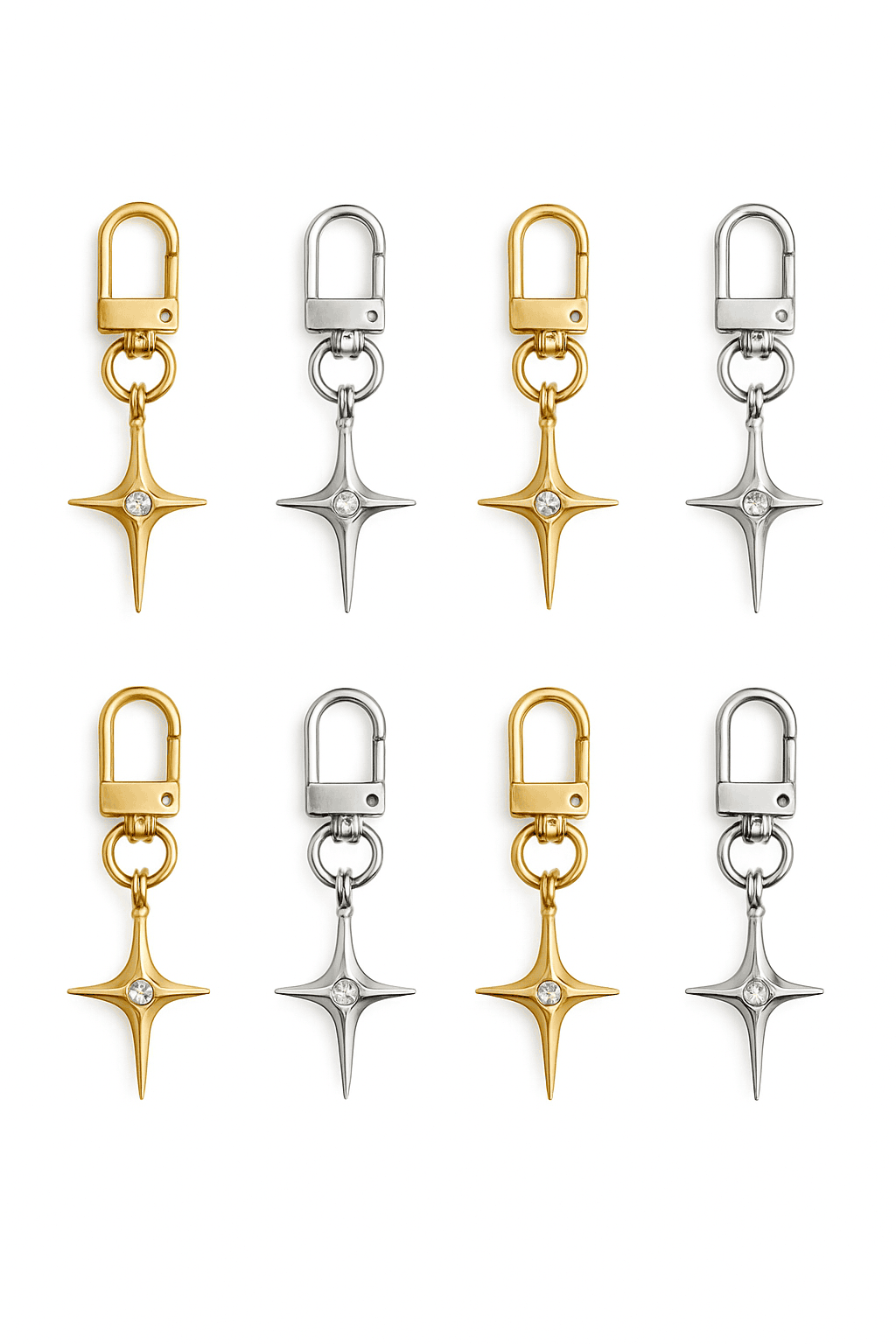 Silver Star Moon Metal Keychain-K