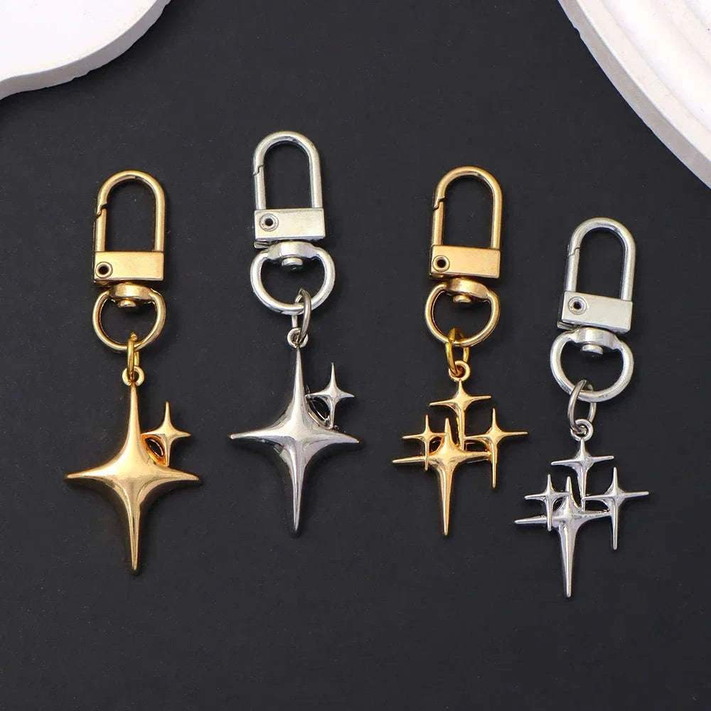 Silver Star Moon Metal Keychain-K