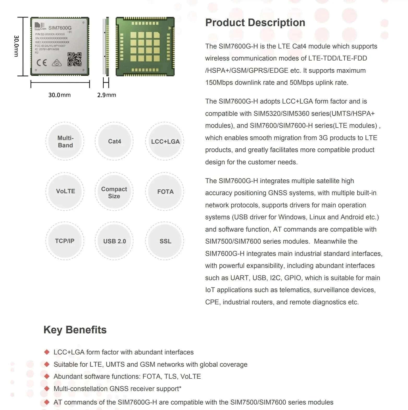 SIM7600G-H R2 Mini PCIe 4G LTE CAT4 Module Global Version-Package 3