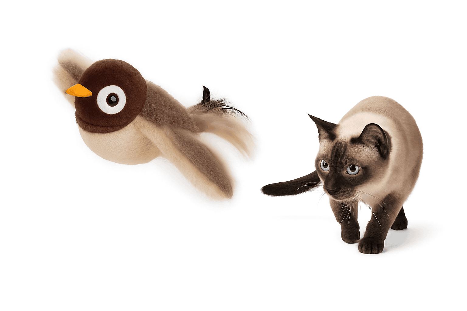 Simulated Bird Cat Toy with Touch-Activated Motion and Sound-Brown
