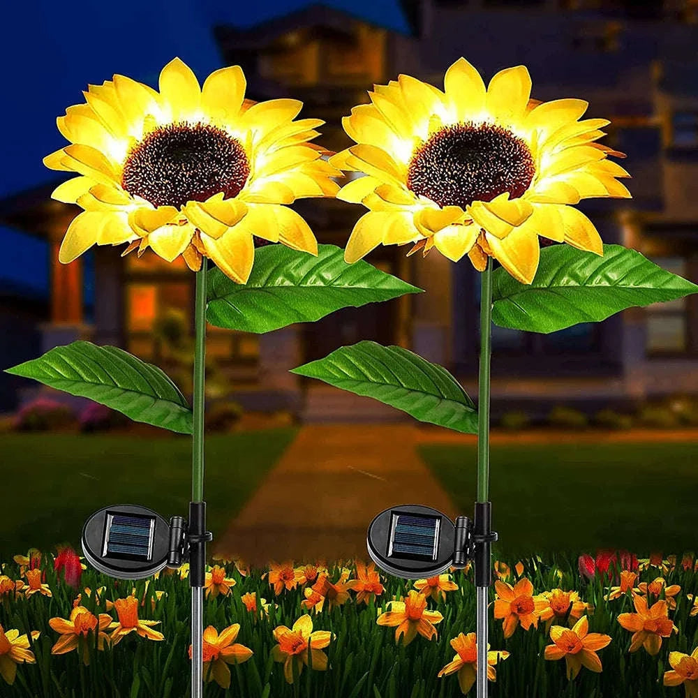 Simulated Outdoor Solar Sunflower Smart Garden Lights-Warm White