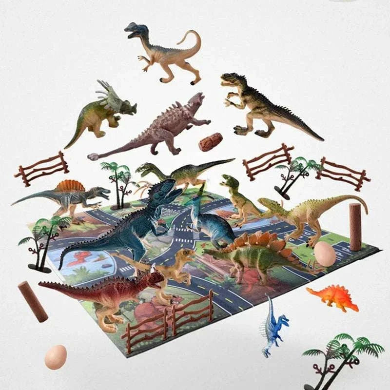 Simulation Dinosaur Toy Set for Kids with Storage Box-64PCS Set