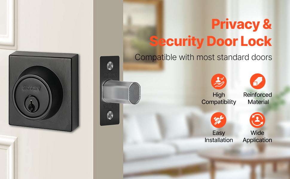 Single Cylinder Deadbolt Lock with 3 Keys for Interior & Exterior Doors-Silver / United States
