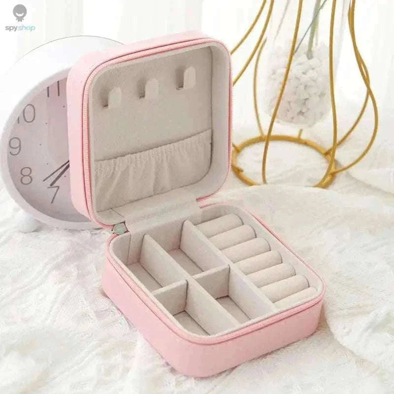 Single-Layer Travel Leather Jewelry Box for Organized Storage-White