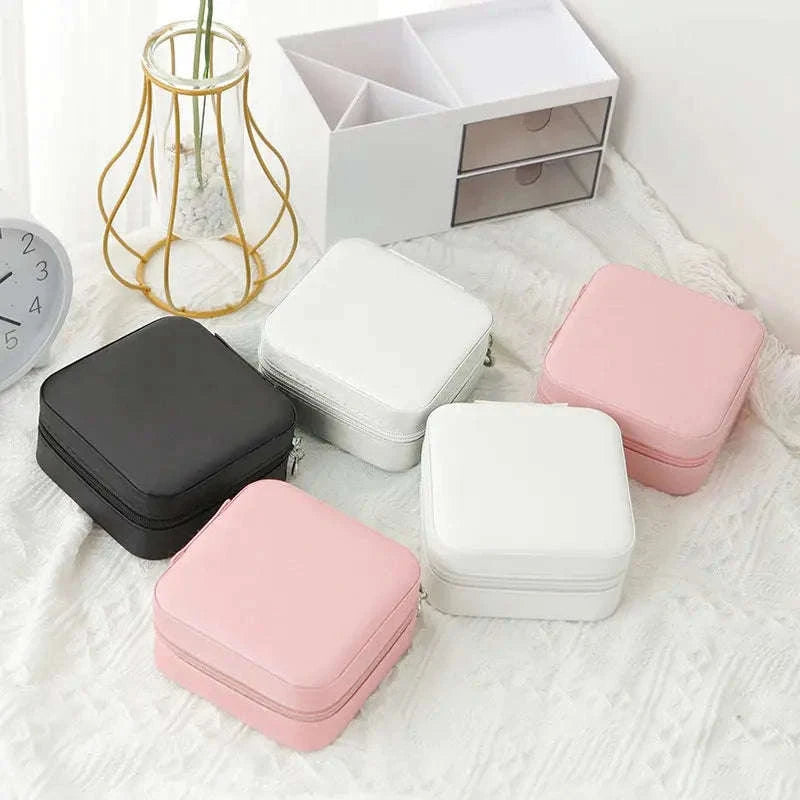 Single-Layer Travel Leather Jewelry Box-White