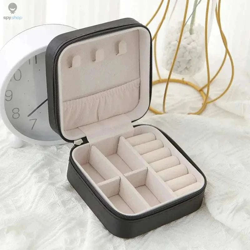 Single-Layer Travel Leather Jewelry Box-White